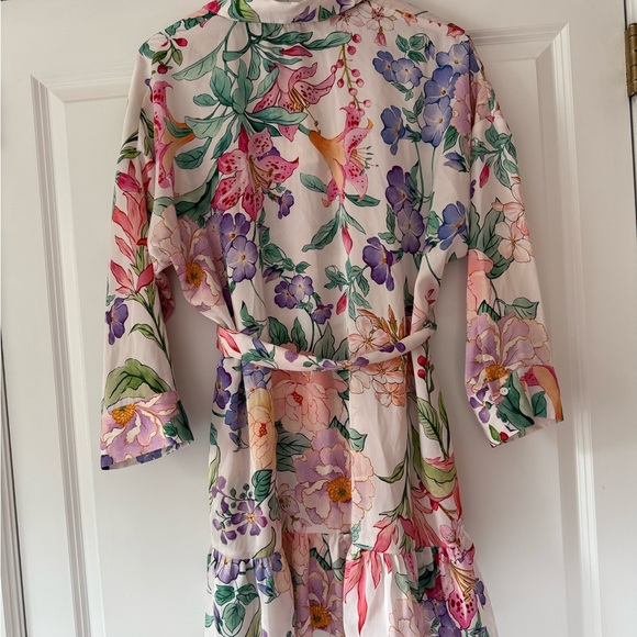 NWT Zara Ladies Multicolor Floral Shirt Dress with Belt Sz XL - Picture 5 of 8